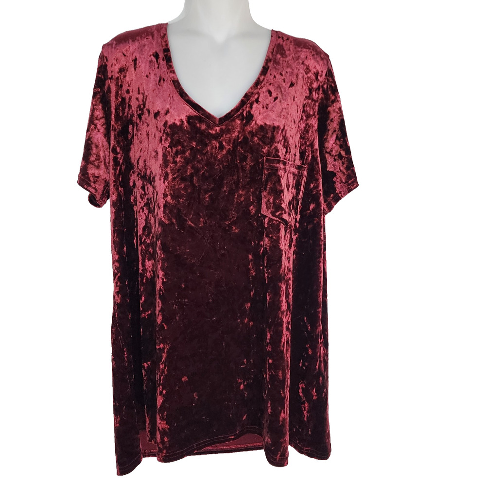 Spring and Mercer Tee Womens XXL Crushed Velvet Legging Tee Short Sleeves Pocket